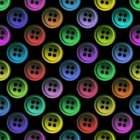 Vector seamless pattern from the shining neon buttons on a black background. Seamless pattern for your designs, invitation card, and other wrapped projectsのイラスト素材