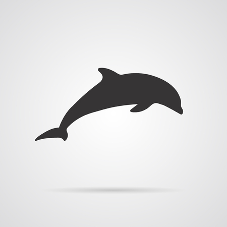 Gray Silhouette of Dolphin. Element for World Environment Day, and other animal and ecology projects, web and app. Dolphin Icon.のイラスト素材
