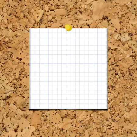 sheet of paper into a cell on a cork board. Blank sheet of paper for your inscription and designs.のイラスト素材