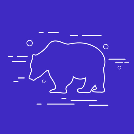 Bear Line Icon. White outline shape of bear over blue background. Minimal style.のイラスト素材