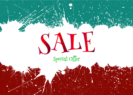 Sale Banner with White Paint Blot over Color Background. Discount Business Banner for Sale Message.のイラスト素材