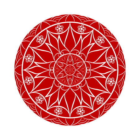 Vector Red Flower mandala over whiteのイラスト素材