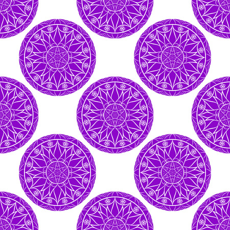 Vector Seamless Lilac Floral Mandala Patternのイラスト素材
