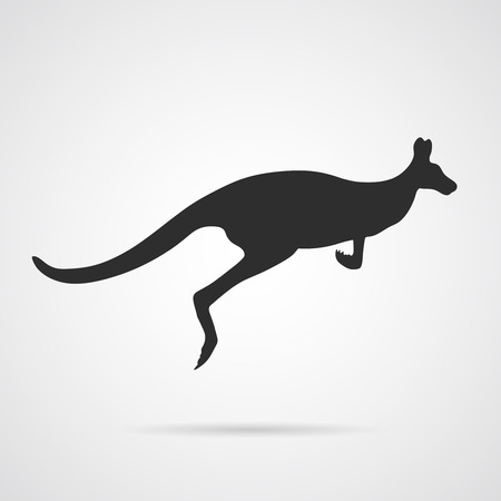 Vector Gray Silhouette of Jumping Kangarooのイラスト素材