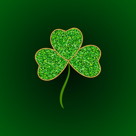 Vector Green Glitter Leaf Clover Icon. Vector illustration.のイラスト素材