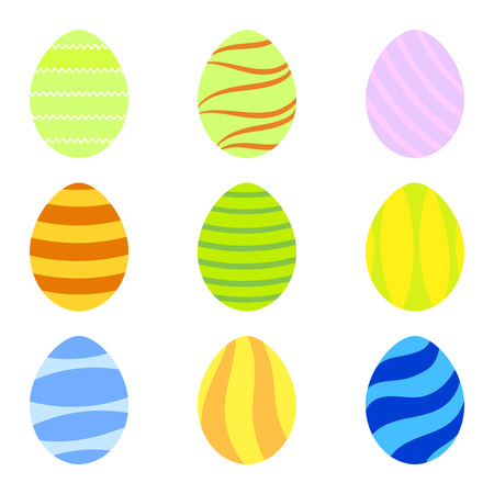 Vector Set Of Colorful Easter Eggs With Simple Texturesのイラスト素材