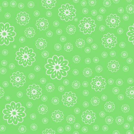 Vector White Flower Seamless Pattern Over Green Background.. Pattern for your design, invitation card, fabric and other wrapped projects is in swatches panel.のイラスト素材