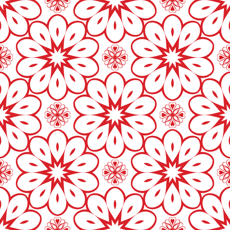 Vector Red Flower Seamless Pattern for Background. Pattern for your design, invitation card, fabric and other wrapped projects is in swatches panel.のイラスト素材