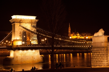 Bridge in night Budapestの写真素材