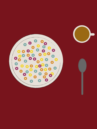 breakfast with cerealのイラスト素材