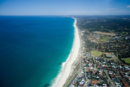 Beautiful aerial view of Perth's beach coastline, Western Australia.の写真素材