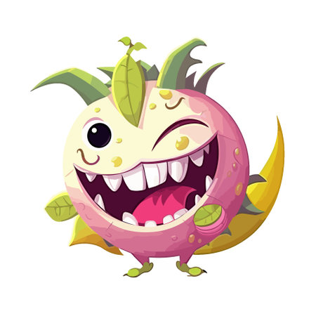 Funny cartoon dragon fruit character. Vector illustration isolated on white background.のイラスト素材