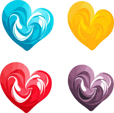 Set of colorful hearts. Vector illustration isolated on a white background.のイラスト素材