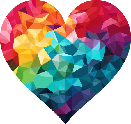 Colorful polygonal heart on white background. Vector illustration.のイラスト素材