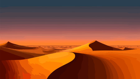 Desert landscape at sunset. Vector illustration of a desert landscape.のイラスト素材