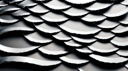 abstract background of black and white metal shingles - close upの素材