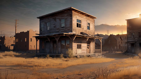 abandoned ghost town in the U.S.A.の素材