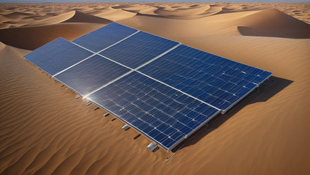 solar energy in the desert 3d rendering image for background usedの素材