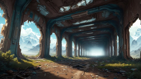 3D CG rendering of Abandoned ruins. 3D illustration.の素材