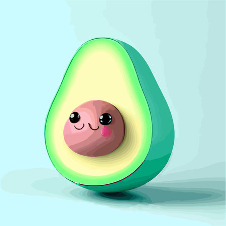 Avocado character. Vector illustration of a cute cartoon avocado characterのイラスト素材
