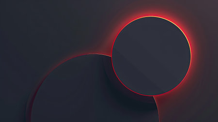 2d vector illustration of a black and red background with a shadowy effect and a glowing ring, 2d flat color, simple color palette, --ar 16:9 Job ID: b6740476-1d0c-4d17-b829-ec8f9885bda9の素材