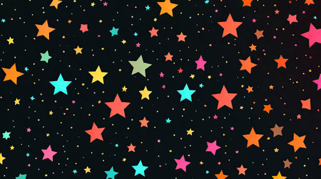 2d vector art of a wallpaper with a grid of evenly spaced stars in alternating colors on a black background, flat color, simple color palettes --ar 16:9 --v 6.1 Job ID: 518ba7a4-e8fc-4494-8b5d-92eff5c7de0dの素材