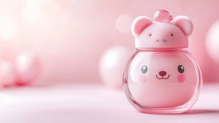professional photography of a baby skincare lotion bottle with a cute animal design, warm lighting, soft pink background, empty space for text on the right, gentle and caring mood --chaos 20 --ar 16:9 --v 6.1 Job ID: 2545050c-1a3e-4ec2-bd3b-8d06a46a67f3の素材