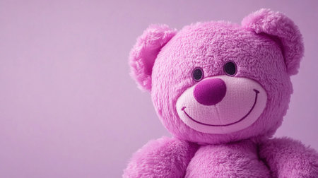 professional photography of a soft plush toy with a cute smile, gentle lighting, lavender background, empty space for text at the top, comforting and friendly mood --chaos 20 --ar 16:9 --v 6.1 Job ID: c0f76b28-8dc9-420b-9811-33acd1f8c20eの素材