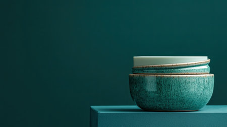 professional photography of a premium face mask jar, side lighting highlighting the texture, dark emerald green background, empty space for text at the bottom, natural and earthy theme --chaos 20 --ar 16:9 --v 6.1 Job ID: bfcb4a6b-a274-4a8a-a2c9-9d96ab7c437cの素材