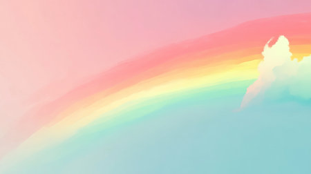 Crayon color based illustration of a vibrant rainbow arching across a clear sky, with soft blending of reds, yellows, greens, and blues, rough crayon texture visible throughout the gradient, crayon color palette --chaos 20 --ar 16:9 --style raw --v 6.1 Job ID: 6fc583ee-dbae-4af4-92de-119531799c2bの素材