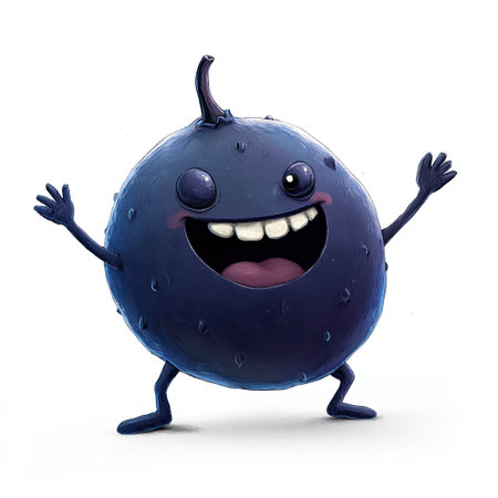vector art of a silly blueberry with tiny arms and a playful grin, dark blue color, 2d art, simple color palette, isolated on white background --chaos 10 --ar 1:1 --v 6.1 Job ID: e94fb706-dd98-4519-8bbf-5b0fb1c8e5f8の素材