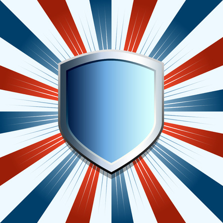 Patriotic shield emblem on red white and blue backgroundのイラスト素材