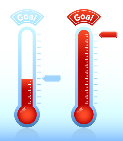 Thermometer graphic showing progress towards goalのイラスト素材