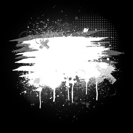 Black and white brushed grunge paint splatter backgroundのイラスト素材