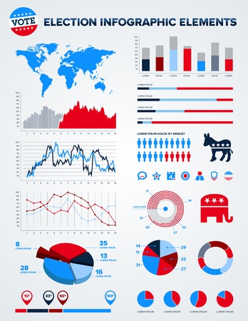 Set of election infographic charts, icons, and design elementsのeditorial素材