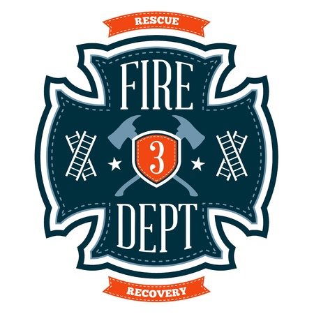 Fire department emblem crest with crossed axesのイラスト素材