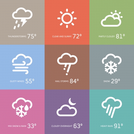 Set of weather and storm symbol iconsのイラスト素材