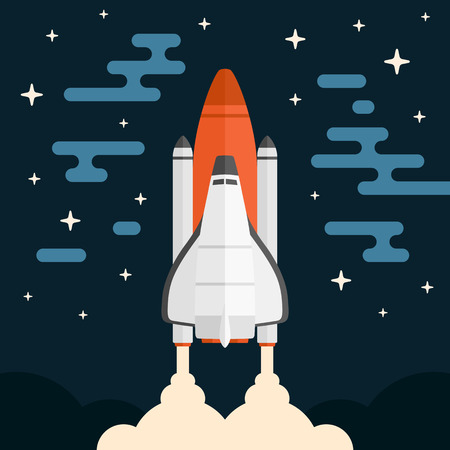 Space shuttle concept vehicle launch with abstract backgroundのイラスト素材