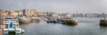 San Sebastian Skyline in Basque region of Spain  This is a stitched panorama of the skyline of San Sebastian Spain in HDR  のeditorial素材