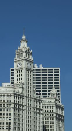 View of the wrigley building in Chicagoの写真素材