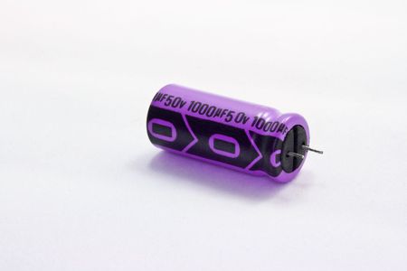 Electronic components, electolytic capacitor laying on sideの写真素材