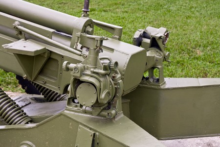 Closeup of the breech on a cannon / large gunの写真素材