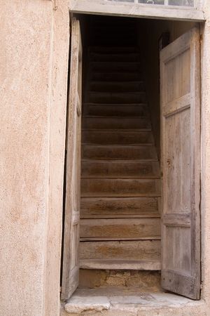 Old door with the stepsの写真素材