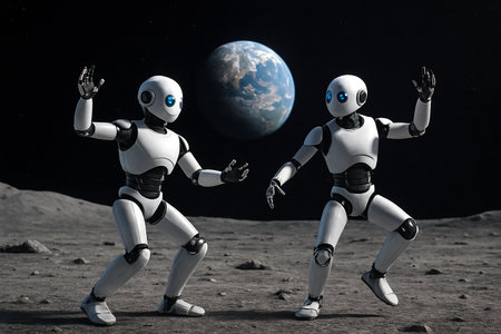 robots dancing on the moonの素材