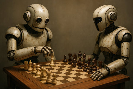 robots play chessの素材