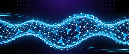Abstract technology background with connected lines and dots. Big data visualization.の素材