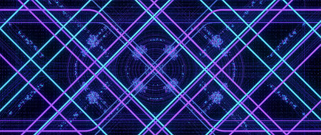 Neon geometric pattern. Abstract background.の素材