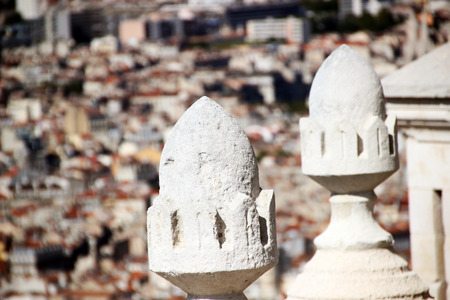 View of Marseille from the basilica of Notre Dame de la Garde, Marseilleの写真素材