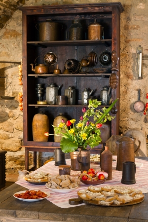 Old kitchen of  castle, Slovakiaのeditorial素材