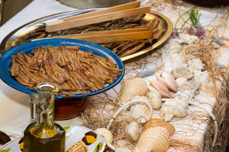 Ethno food event in the old centre of the Pakostane, Croatiaの写真素材